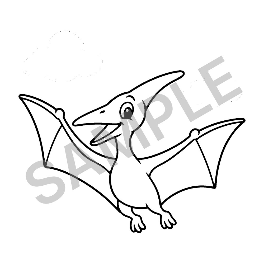 Sample page from Dinosaur Coloring Book for Kids: Pterodactyl, marked SAMPLE