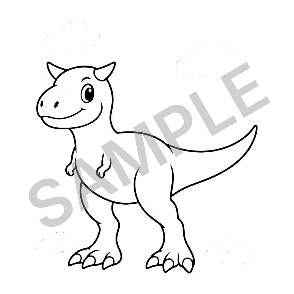 Sample page from Dinosaur Coloring Book for Kids: Carnotaur, marked SAMPLE